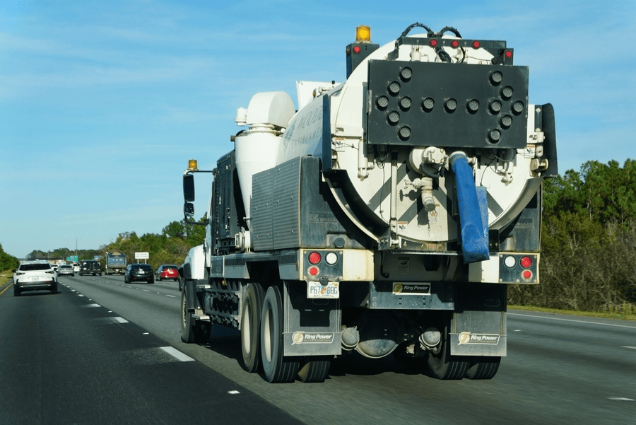 hydrovac truck driving