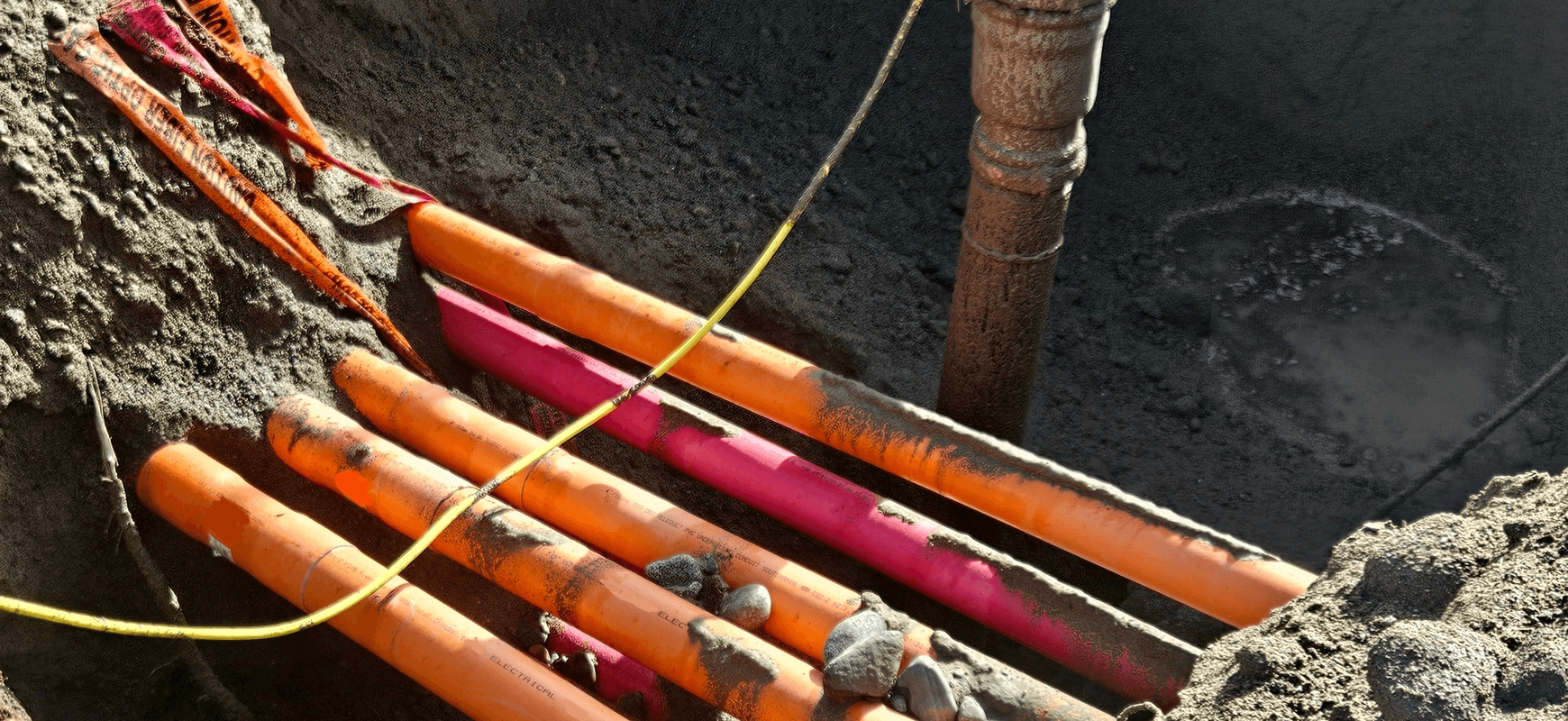 Hydrovac excavation around underground utilities